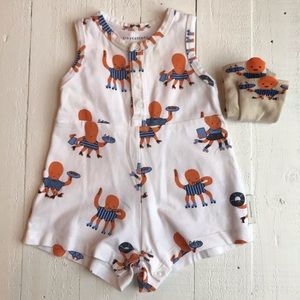Tinycottons octopus romper with socks 3-6 months